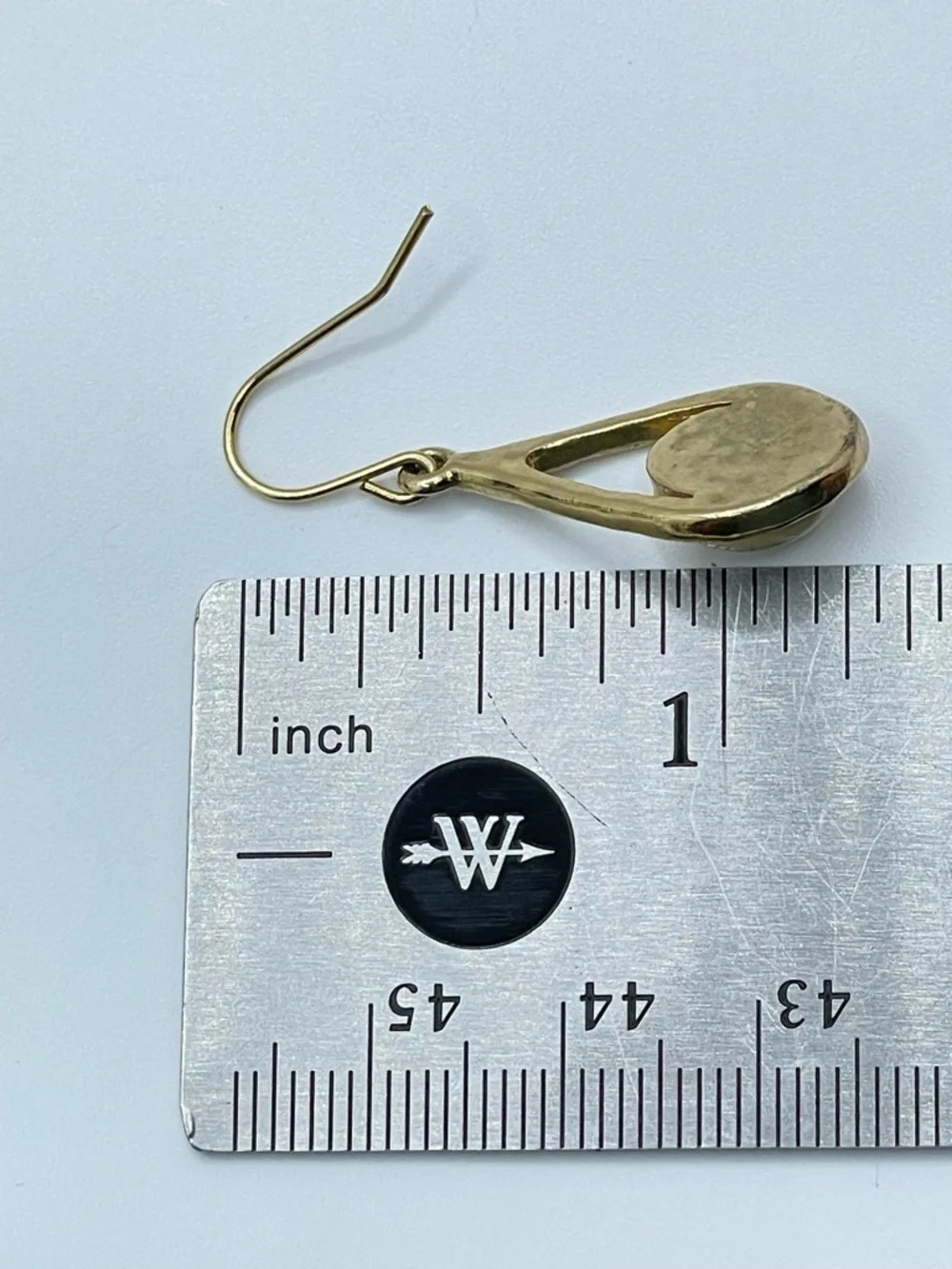 Gold Tone Teardrop Faux Pearl Dangle Earrings Minimalist Classic
